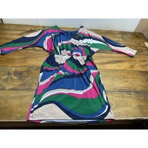 TRINA TURK Trina By Birch Mini Dress Small Multi V-Neck Dolman Sleeve Blouson